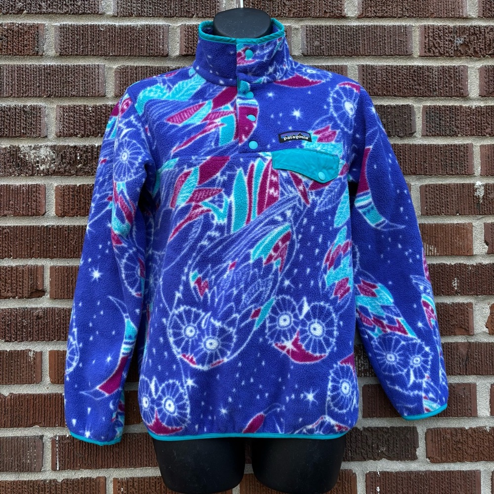 Patagonia Women's  Size XXS Lightweight Synchilla Purple Owl Snap T Pullover